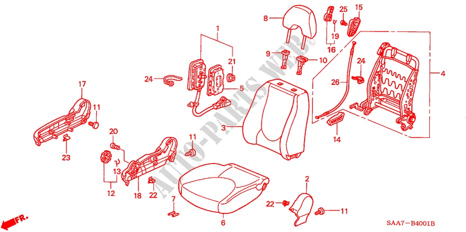 ASIENTO DELANTERO(DER.) para Honda JAZZ 1.4S 5 Puertas 5 velocidades manual 2002