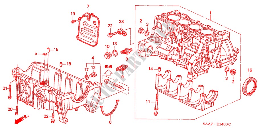 BLOQUE DE CILINDRO/COLECTOR DE ACEITE para Honda JAZZ 1.4S 5 Puertas 5 velocidades manual 2002