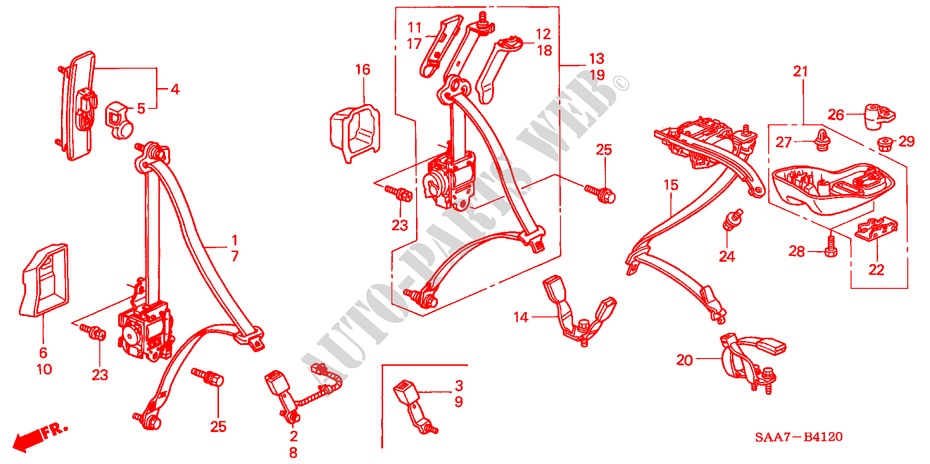 CINTURONES DE SEGURIDAD para Honda JAZZ 1.2S 5 Puertas 5 velocidades manual 2003