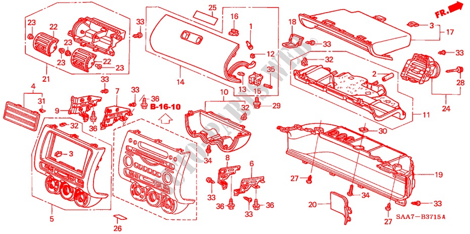 GUARNICION DE INSTRUMENTO(LADO DE PASAJERO) (LH) para Honda JAZZ 1.4S 5 Puertas 5 velocidades manual 2002