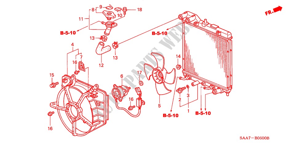 RADIADOR(TOYO RADIATOR) para Honda JAZZ 1.4S 5 Puertas 5 velocidades manual 2002