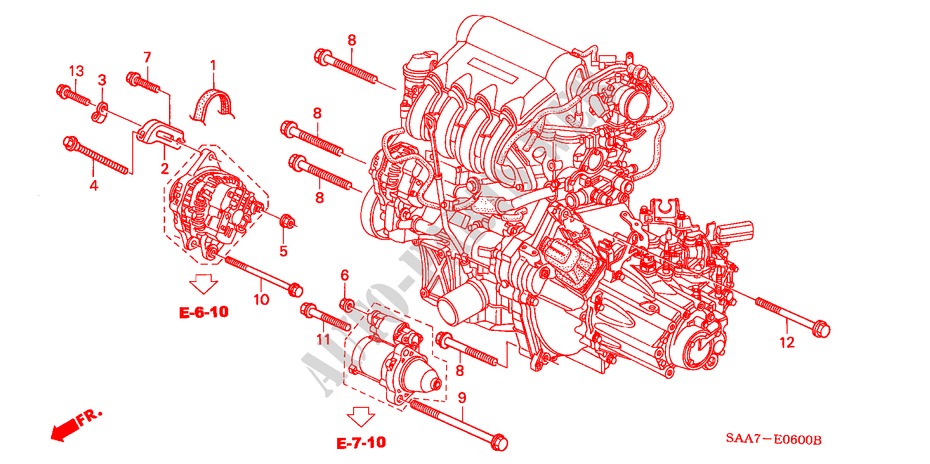 SOPORTE ALTERNADOR para Honda JAZZ 1.4S 5 Puertas 5 velocidades manual 2002