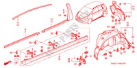 MOLDURA/GUARNICION DE LARGUERO LATERAL para Honda JAZZ 1.4 SE       SPORT 5 Puertas automática completa 2005