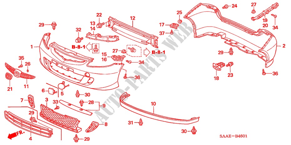 PARAGOLPES('05) para Honda JAZZ 1.4 SE 5 Puertas 5 velocidades manual 2005