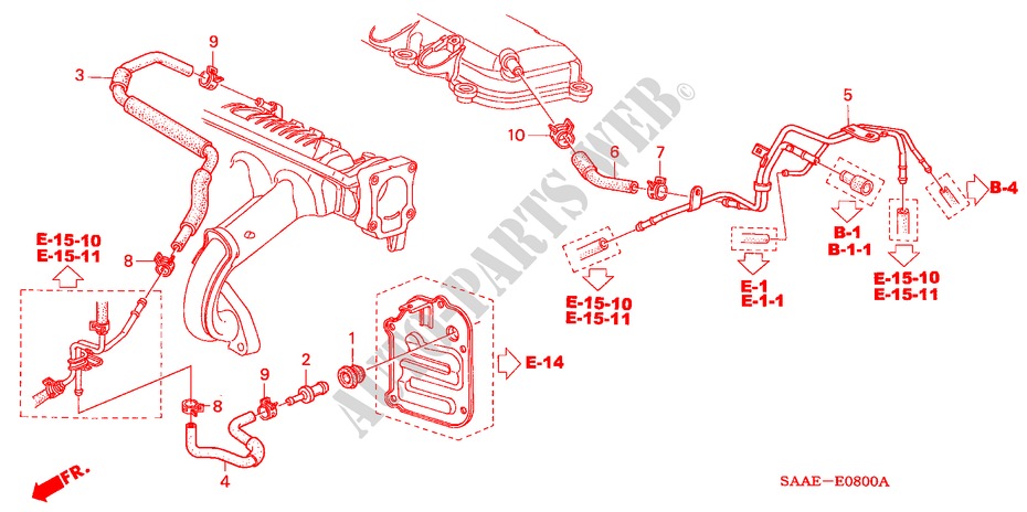 TUBO DE RESPIRADERO para Honda JAZZ 1.2 LS 5 Puertas 5 velocidades manual 2004