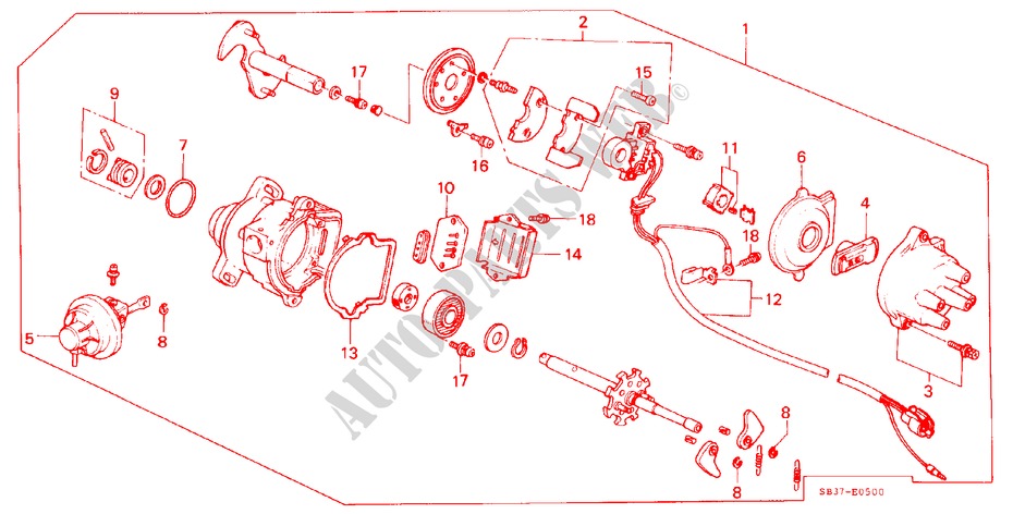 COMPONENTES DISTRIBUIDOR (TEC) para Honda CIVIC S 3 Puertas 5 velocidades manual 1984