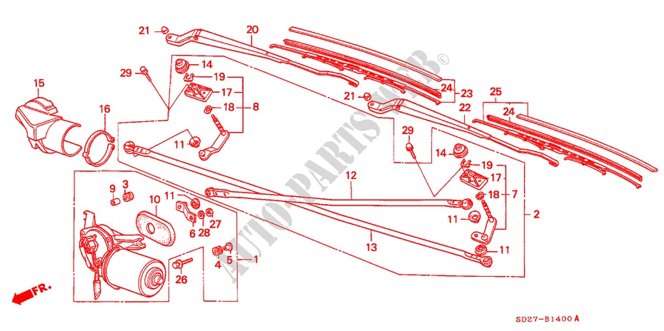 LIMPIAPARABRISAS (RH) para Honda INTEGRA SX 16 3 Puertas 5 velocidades manual 1986
