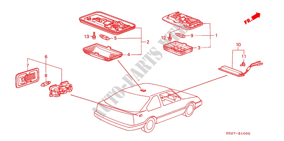 LUZ INTERIOR para Honda INTEGRA SX 16 3 Puertas 5 velocidades manual 1986