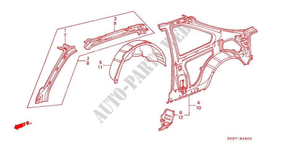 PANELES INTERIORES(3D) para Honda INTEGRA SX 16 3 Puertas 5 velocidades manual 1986