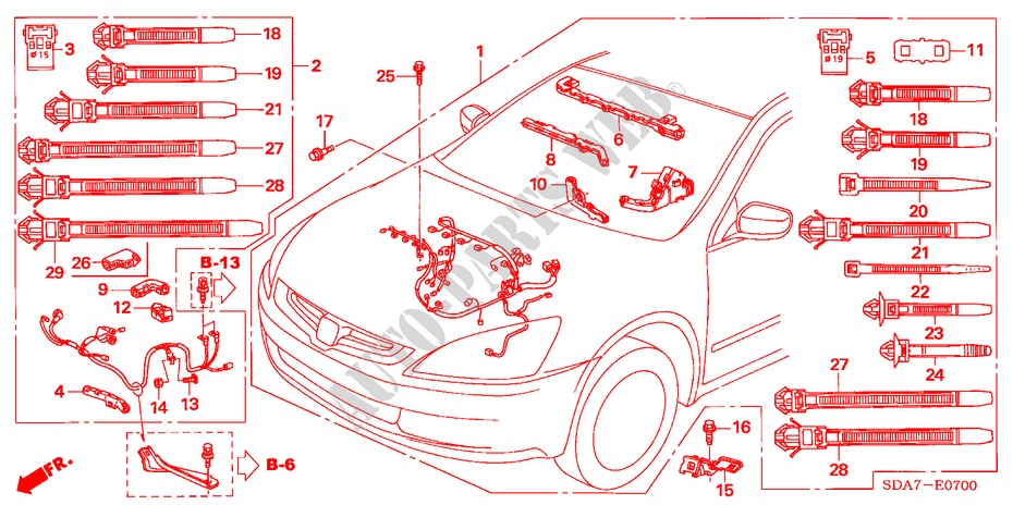 CONJ. DE CABLES DE MOTOR(L4) para Honda ACCORD 2.4          VTI-E 4 Puertas 5 velocidades manual 2005
