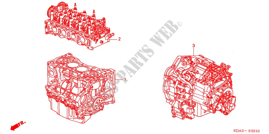 CONJ. DE MOTOR/ ENS. DE TRANSMISION(L4) para Honda ACCORD 2.4          VTI-E 4 Puertas 5 velocidades manual 2006
