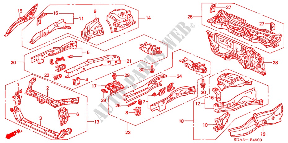 CONTENCION DELANTERA para Honda ACCORD 2.4          VTI-E 4 Puertas 5 velocidades manual 2005
