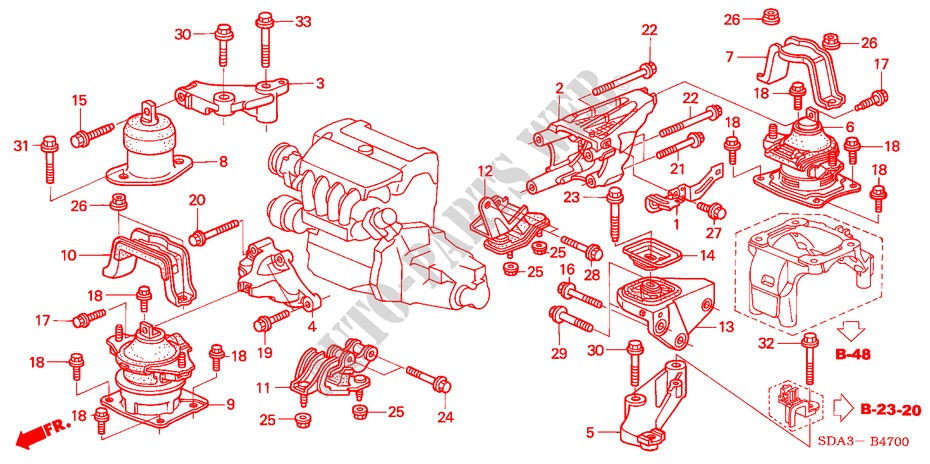 SOPORTES DE MOTOR(L4) (MT) para Honda ACCORD 2.4          VTI-E 4 Puertas 5 velocidades manual 2005