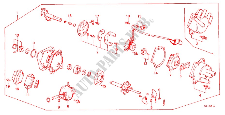 DISTRIBUIDOR(TEC) para Honda ACCORD EX 3 Puertas 5 velocidades manual 1986