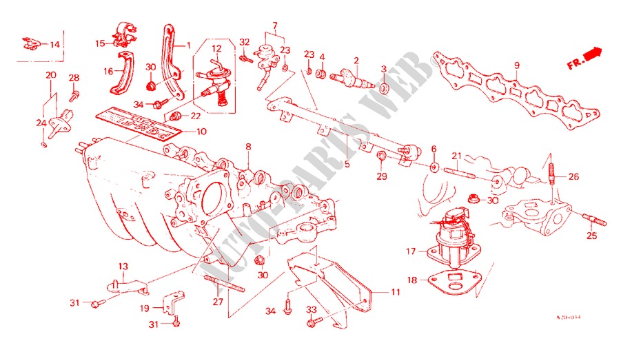 INYECTOR DE COMBUSTIBLE/ MULTIPLE DE ADMISION(PGM FI) para Honda ACCORD EX-2.0I 3 Puertas 5 velocidades manual 1987