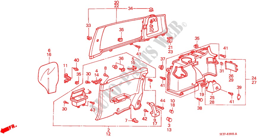RECUBRIMIENTO LATERAL/COSTADO RECUBRIMIENTO(2D) para Honda ACCORD EX-2.0I 3 Puertas 5 velocidades manual 1987