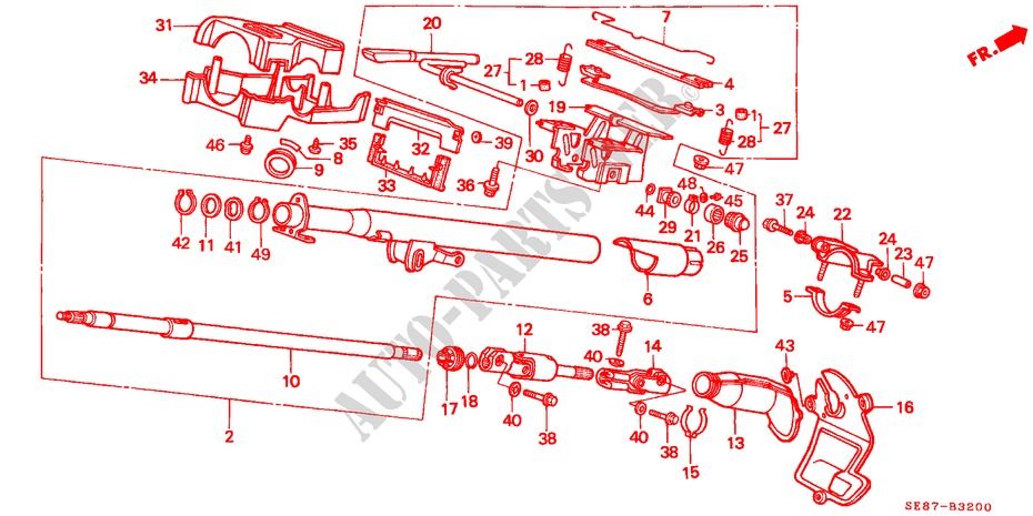 COLUMNA DE DIRECCION(1) (INCLINACION) para Honda ACCORD EX-2.0I 4 Puertas 5 velocidades manual 1989