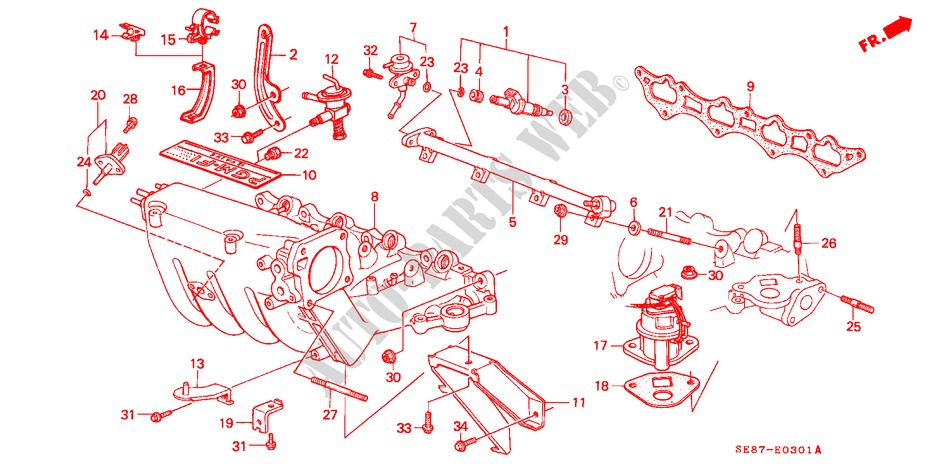 INYECTOR DE COMBUSTIBLE/ MULTIPLE DE ADMISION(PGM FI) para Honda ACCORD EX-2.0I 4 Puertas 5 velocidades manual 1989