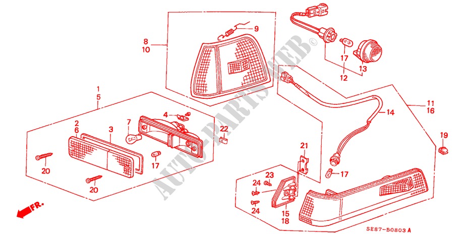 LUZ DE COMBINACION para Honda ACCORD EX 3 Puertas 5 velocidades manual 1989