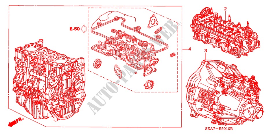 CONJ. DE MOTOR/ENS. DE TRANSMISION(DIESEL) para Honda ACCORD 2.2 SPORT 4 Puertas 5 velocidades manual 2005