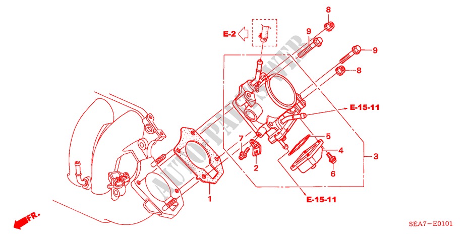 CUERPO MARIPOSA GASES(2.4L) para Honda ACCORD 2.4 TYPE S 4 Puertas 6 velocidades manual 2005