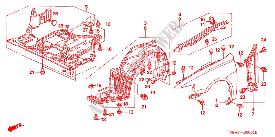 GUARDABARROS DELANTERO(2) para Honda ACCORD 2.2 SPORT 4 Puertas 5 velocidades manual 2004