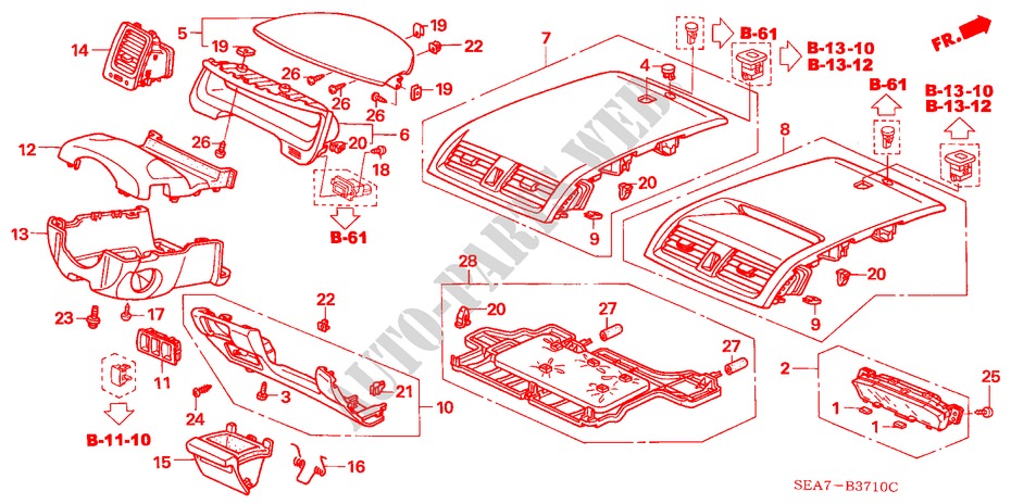 GUARNICION DE INSTRUMENTO(LADO DE CONDUCTOR) (LH) para Honda ACCORD 2.2 SPORT 4 Puertas 5 velocidades manual 2005