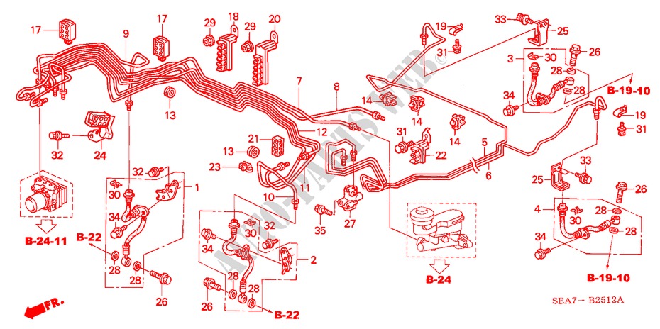 LINEAS DE FRENO(ABS) (DIESEL) (LH) para Honda ACCORD 2.2 SPORT 4 Puertas 5 velocidades manual 2005