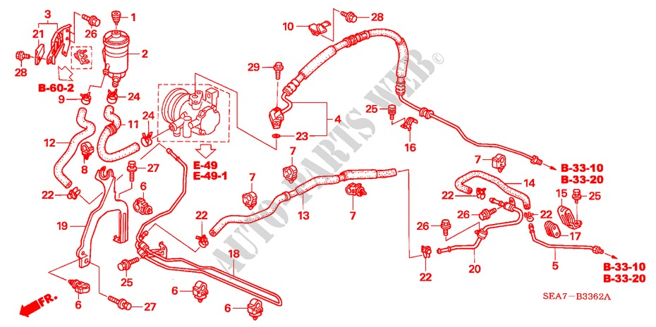LINEAS DE P.S.(DIESEL) (LH) para Honda ACCORD 2.2 SPORT 4 Puertas 5 velocidades manual 2004