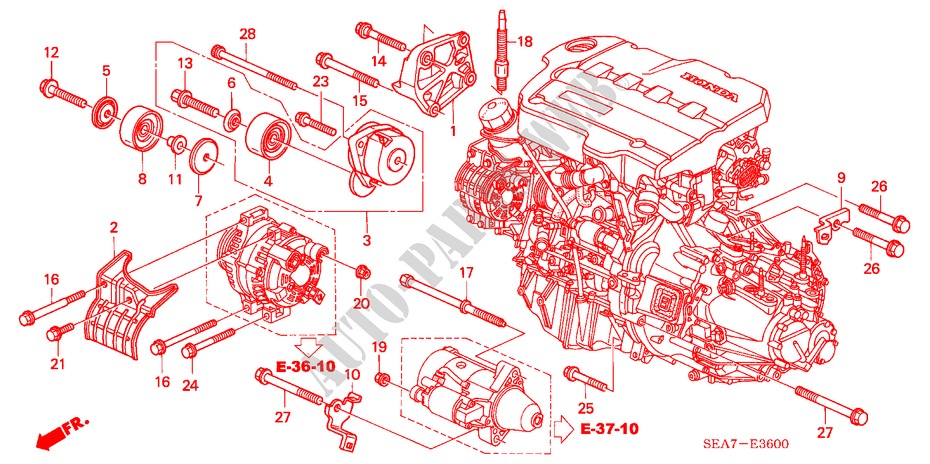 MENSULA DE MOTOR (DIESEL) para Honda ACCORD 2.2 SPORT 4 Puertas 5 velocidades manual 2004