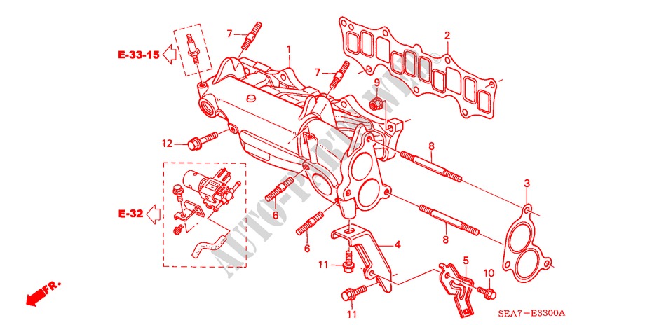 MULTIPLE DE ADMISION(DIESEL) ( '05) para Honda ACCORD 2.2 SPORT 4 Puertas 5 velocidades manual 2005