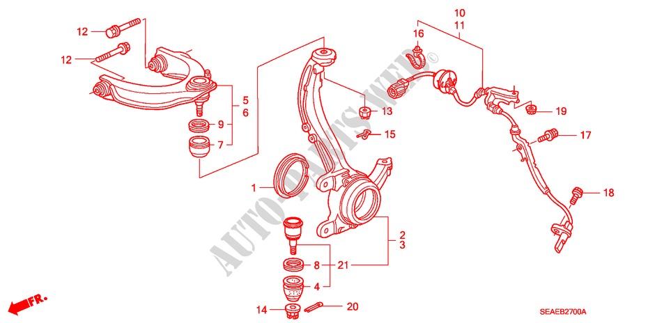 ARTICULACION DELANTERA/BRAZO SUPERIOR para Honda ACCORD 2.2 SPORT 4 Puertas 6 velocidades manual 2008