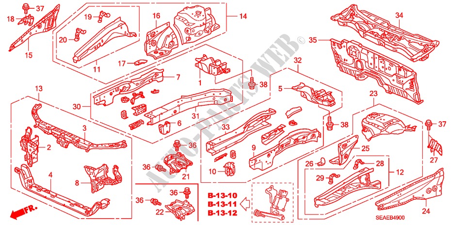CONTENCION DELANTERA/TABLERO para Honda ACCORD 2.2 EXECUTIVE 4 Puertas 6 velocidades manual 2007