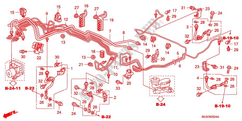 LINEAS DE FRENO(VSA) (DIESEL) (LH) para Honda ACCORD 2.2 SPORT SE 4 Puertas 6 velocidades manual 2008