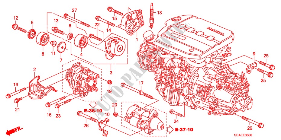 MENSULA DE MOTOR (DIESEL) para Honda ACCORD 2.2 SPORT SE 4 Puertas 6 velocidades manual 2008