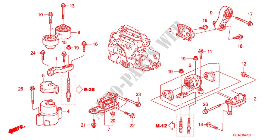 SOPORTES DE MOTOR(DIESEL) para Honda ACCORD 2.2 SPORT SE 4 Puertas 6 velocidades manual 2008