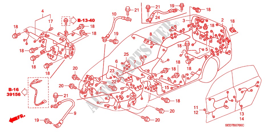 CONJUNTO DE ALAMBRES(LH) para Honda ACCORD TOURER 2.4 TYPE S 5 Puertas 6 velocidades manual 2003