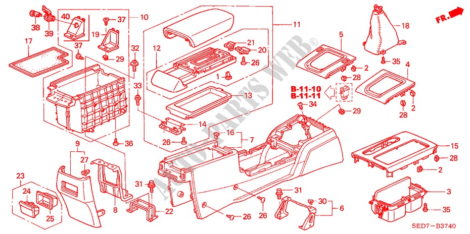 CONSOLA para Honda ACCORD TOURER 2.4 TYPE S 5 Puertas 6 velocidades manual 2003
