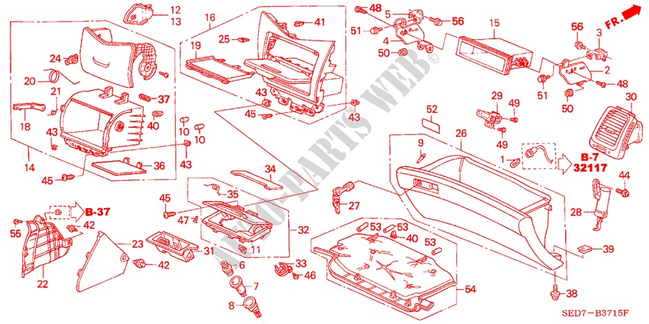 GUARNICION DE INSTRUMENTO(LADO DE PASAJERO) (LH) para Honda ACCORD TOURER 2.4 EXECUTIVE 5 Puertas 6 velocidades manual 2003