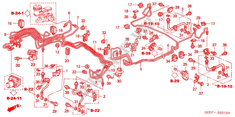 LINEAS DE FRENO(ABS) (DIESEL) (RH) para Honda ACCORD TOURER 2.2 SPORT 5 Puertas 5 velocidades manual 2005