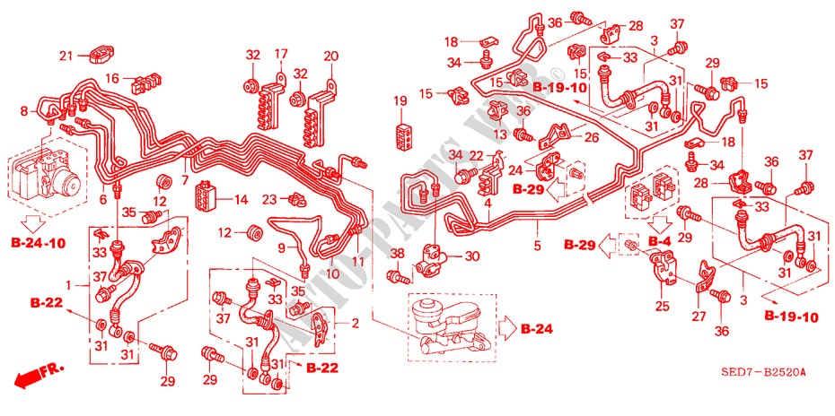 LINEAS DE FRENO(VSA) (LH) para Honda ACCORD TOURER 2.4 TYPE S 5 Puertas 6 velocidades manual 2003