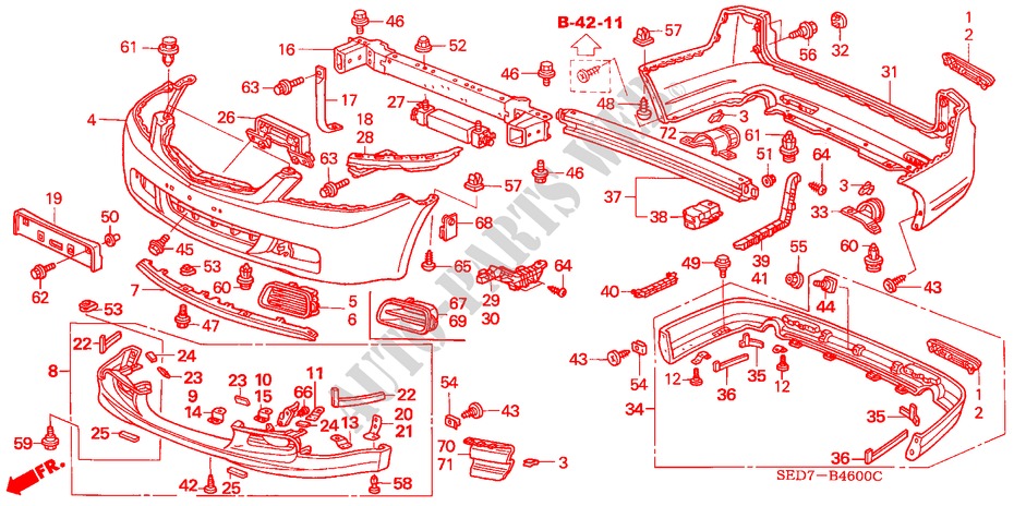 PARAGOLPES para Honda ACCORD TOURER 2.4 TYPE S 5 Puertas 6 velocidades manual 2003