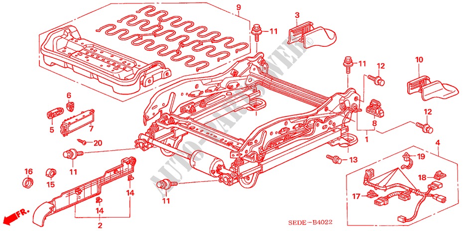ASIENTO DEL. (DER.)(ASIENTO POTENCIA 4 VIAS) para Honda ACCORD TOURER 2.2 EXECUTIVE 5 Puertas 6 velocidades manual 2006