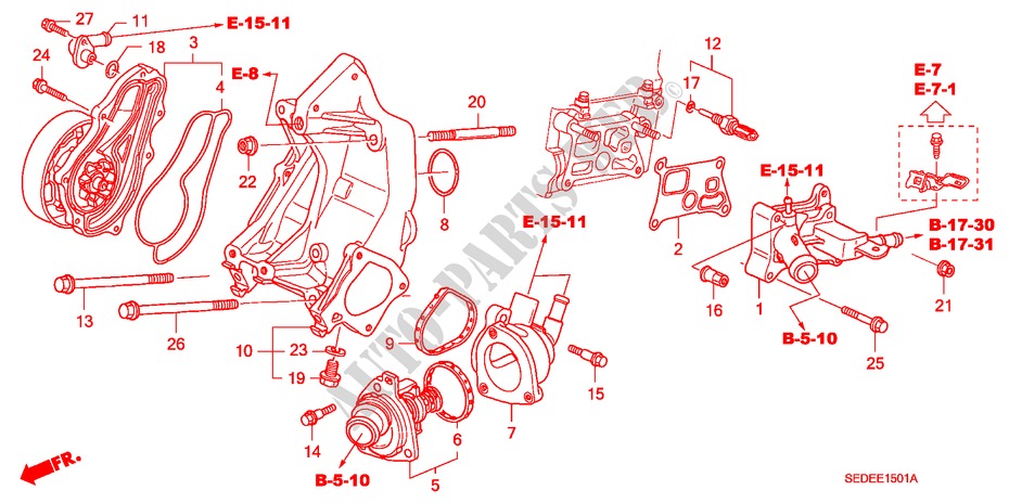 BOMBA DE AGUA(2.4L) para Honda ACCORD TOURER 2.4 EXECUTIVE 5 Puertas 6 velocidades manual 2007