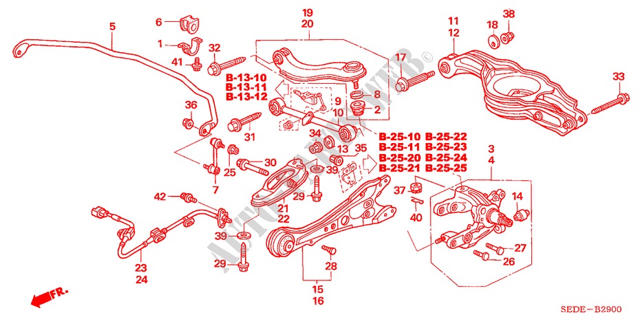 BRAZO INFERIOR TRASERO para Honda ACCORD TOURER 2.4 EXECUTIVE 5 Puertas 6 velocidades manual 2007