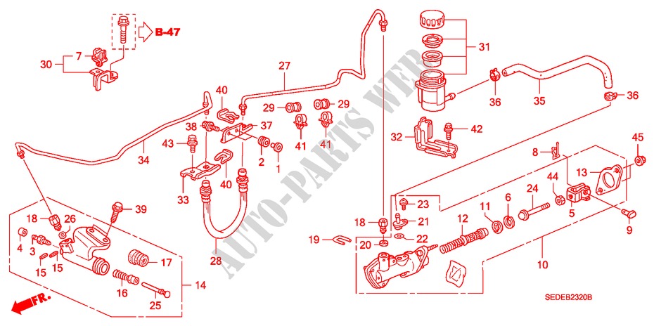 CILINDRO MAESTRO EMBRAGUE (LH) para Honda ACCORD TOURER 2.0 EXECUTIVE 5 Puertas 5 velocidades manual 2007