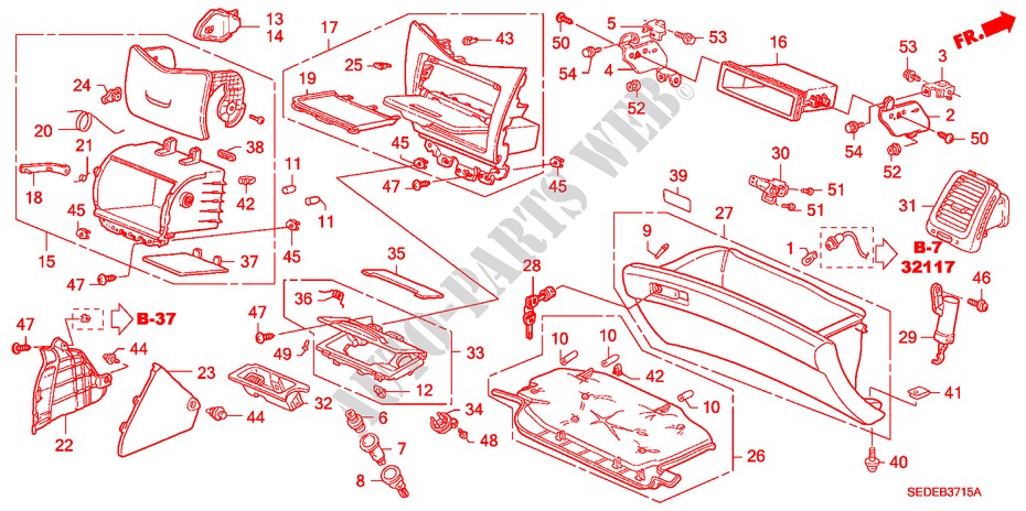 GUARNICION DE INSTRUMENTO(LADO DE PASAJERO) (LH) para Honda ACCORD TOURER 2.2 EXECUTIVE 5 Puertas 6 velocidades manual 2006