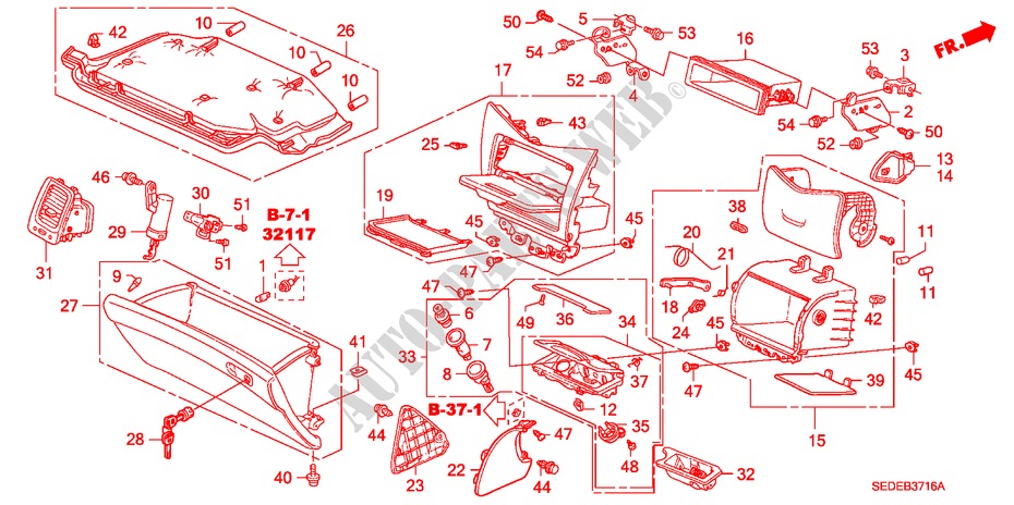 GUARNICION DE INSTRUMENTO(LADO DE PASAJERO) (RH) para Honda ACCORD TOURER 2.0 EXECUTIVE 5 Puertas 5 velocidades manual 2006
