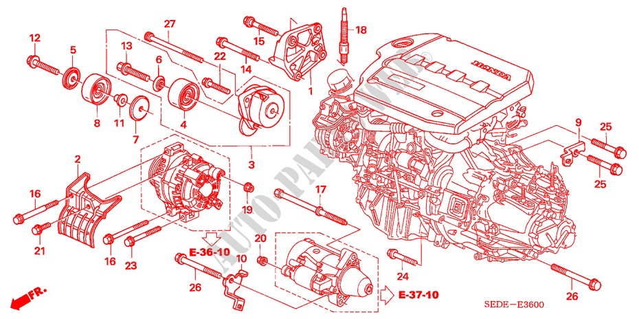 MENSULA DE MOTOR (DIESEL) para Honda ACCORD TOURER 2.2 EXECUTIVE 5 Puertas 6 velocidades manual 2006