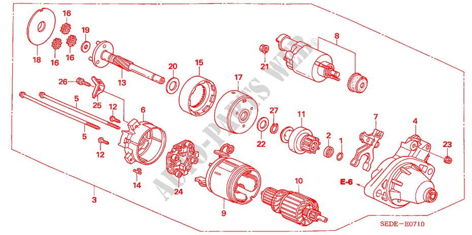 MOTOR DE ARRANQUE(DENSO) para Honda ACCORD TOURER 2.4 EXECUTIVE 5 Puertas 6 velocidades manual 2007
